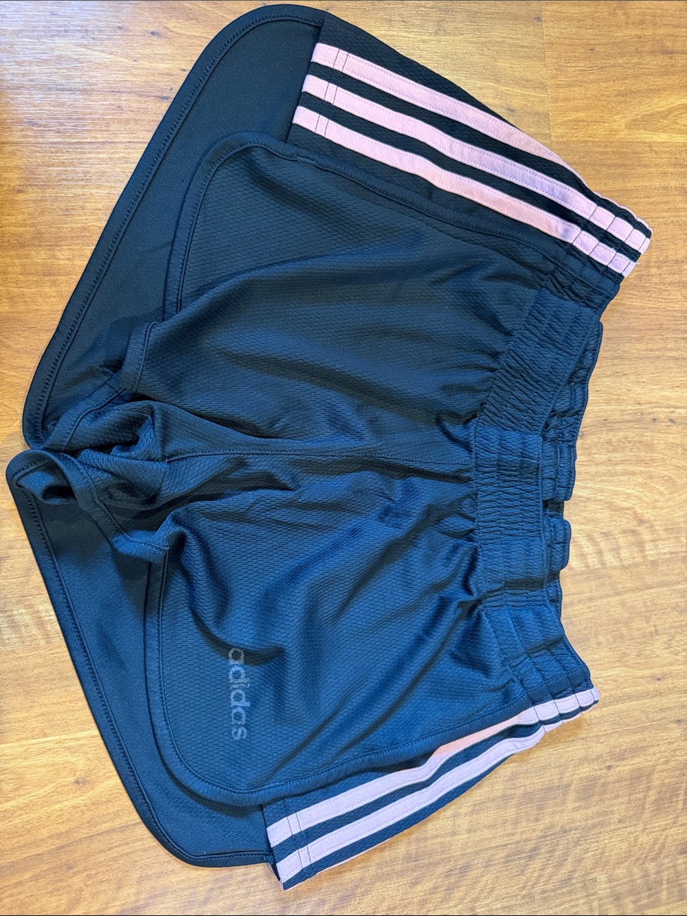 adidas Women's Black Shorts with Pink Accent Stripes